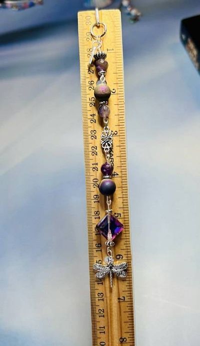 Alternate image for Beaded Metal Bookmark with Charm-Dragon, Dragonfly or Sea Turtle
