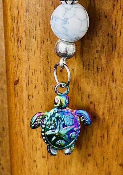 Alternate image for Beaded Metal Bookmark with Charm-Dragon, Dragonfly or Sea Turtle