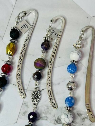 Alternate image for Beaded Metal Bookmark with Charm-Dragon, Dragonfly or Sea Turtle