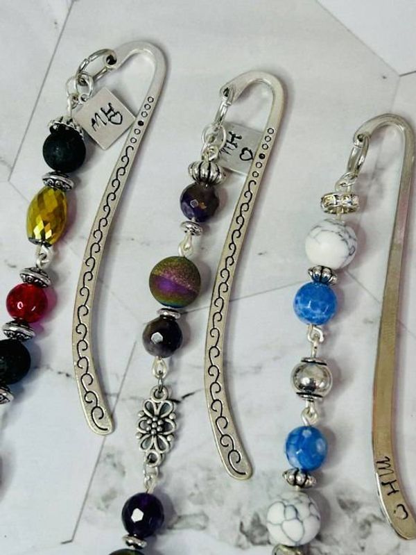 Alternate image for Beaded Metal Bookmark with Charm-Dragon, Dragonfly or Sea Turtle