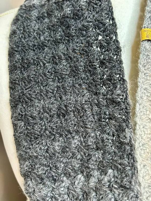 Alternate image for Gray Ombre Crocheted Cowl Scarf Soft Textured Acrylic Infinity Scarf