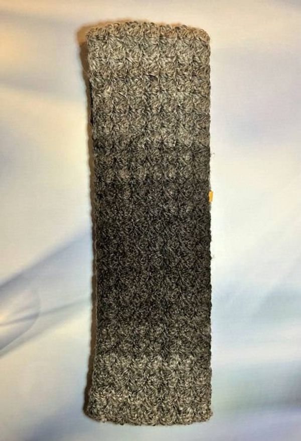 Alternate image for Gray Ombre Crocheted Cowl Scarf Soft Textured Acrylic Infinity Scarf