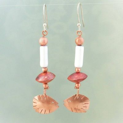 Primary image for Fish Theme Copper and Enamel Dangle Earrings