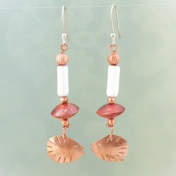 Alternate image for Fish Theme Copper and Enamel Dangle Earrings