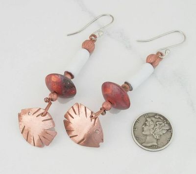Alternate image for Fish Theme Copper and Enamel Dangle Earrings