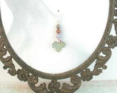 Alternate image for Autumn Leaf Dangle Earrings in Pastel Copper Enamel Colors