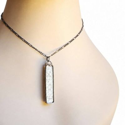 Alternate image for Queen Anne’s Lace Bar Necklace, Real Flower Pendant, 13th Anniversary Gift for Wife