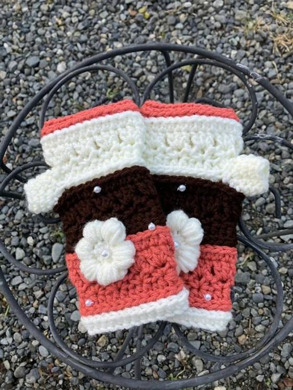 Alternate image for Woman’s Fingerless Gloves Cream, Brick and Brown