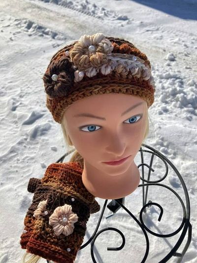 Alternate image for Woman’s Ear Warmer Brown Orange Cream