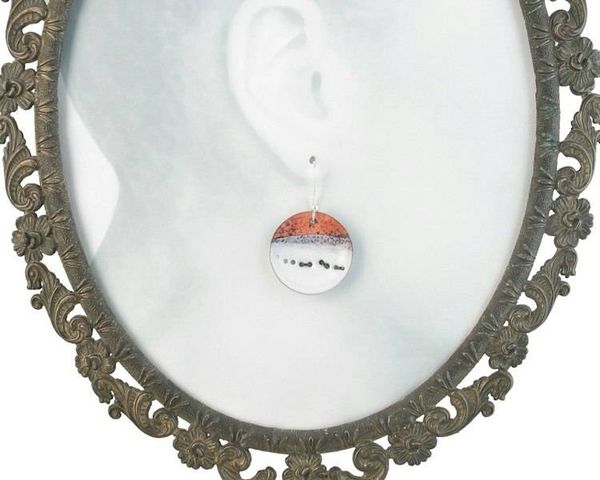 Alternate image for Wolves in Snow Abstract Copper Enamel Earrings