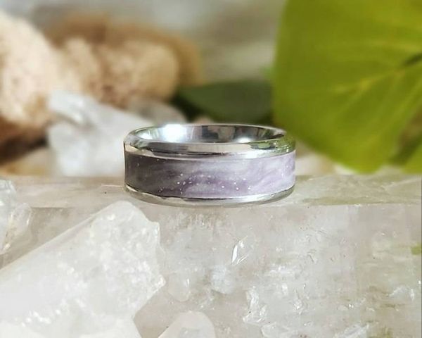 Alternate image for Northern Lights Glow in the Dark Polymer Clay and Stainless Steel Ring