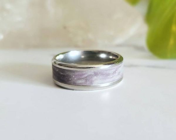 Alternate image for Northern Lights Glow in the Dark Polymer Clay and Stainless Steel Ring