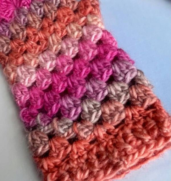 Alternate image for Crocheted Dragon Scale Fingerless Gloves Pink Orange