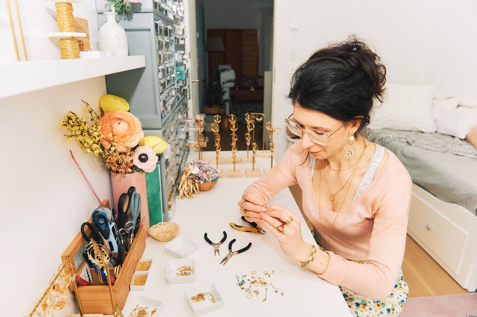 Jewelry Artisan working at her desk